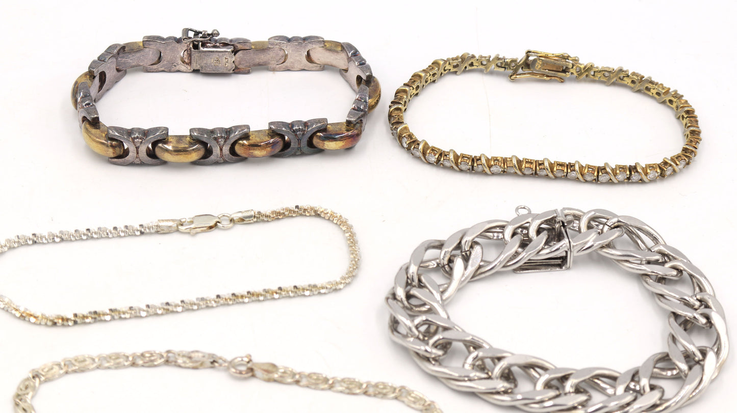 Group lot of 5 Vintage 925 sterling silver bracelets