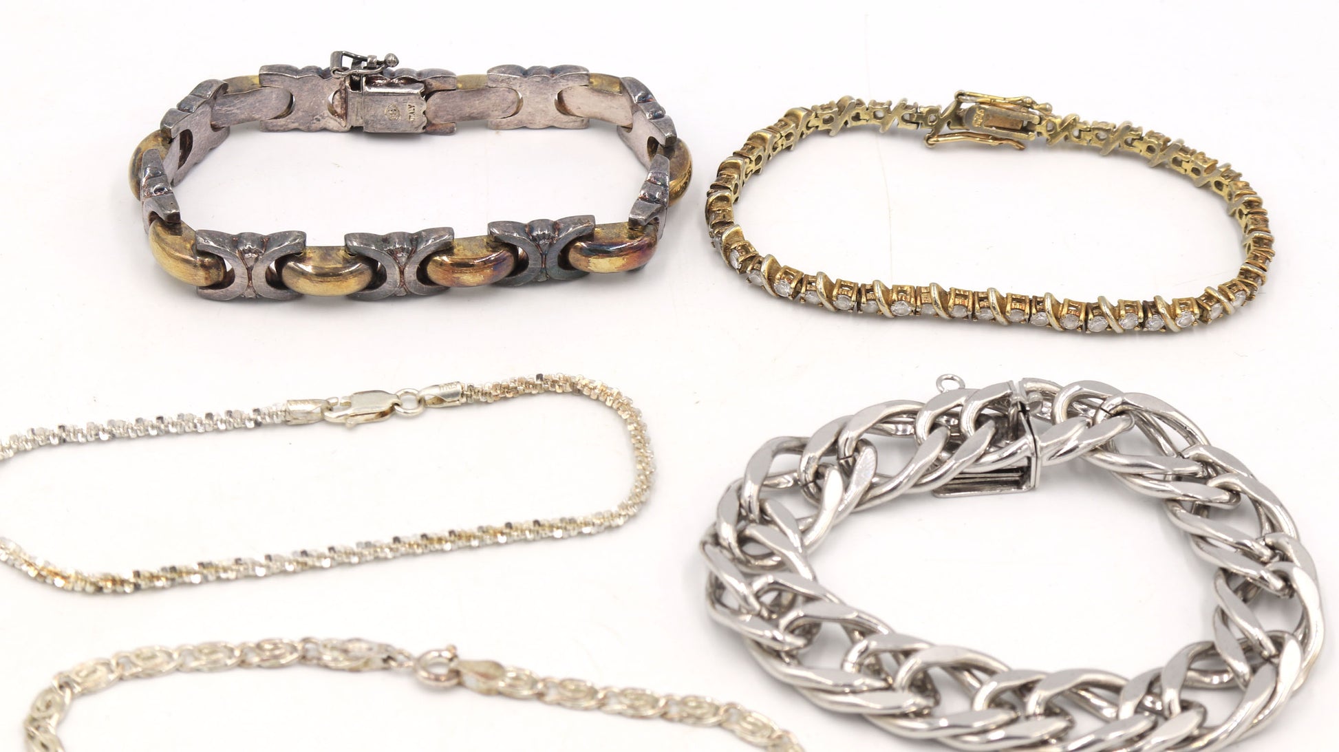 Group lot of 5 Vintage 925 sterling silver bracelets