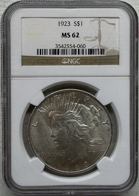 1923 Peace Silver Dollar NGC MS62 Certified