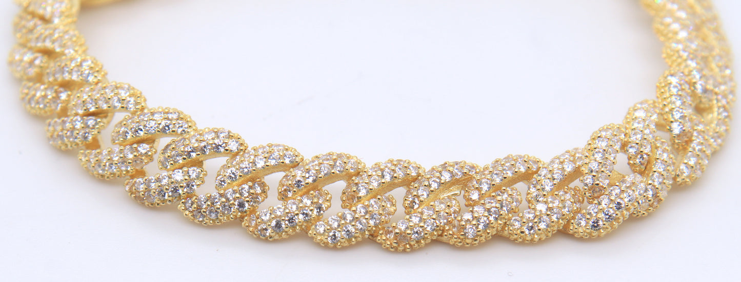 Sterling Silver Cubic Zirconia Curb Link Bracelet