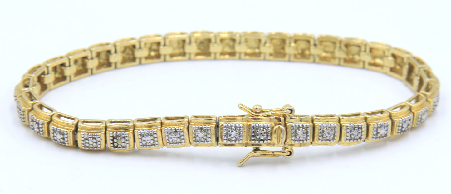 Group lot of 2 cubic zirconia bracelets in 925 sterling silver