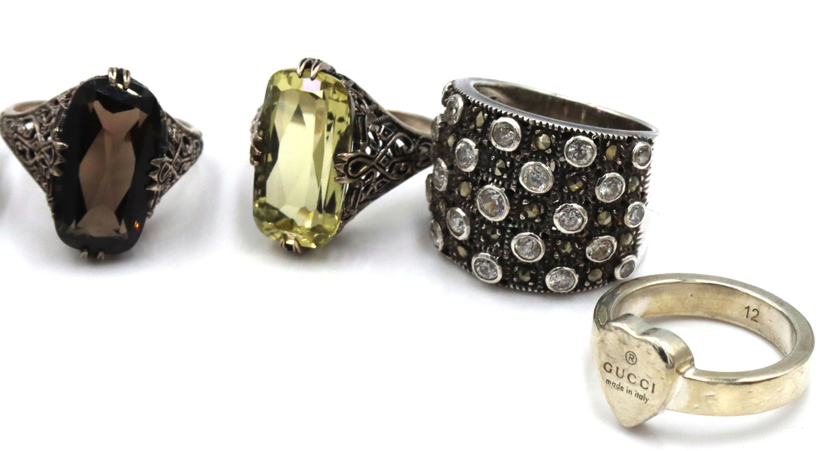 Group lot of Vintage 925 sterling silver rings