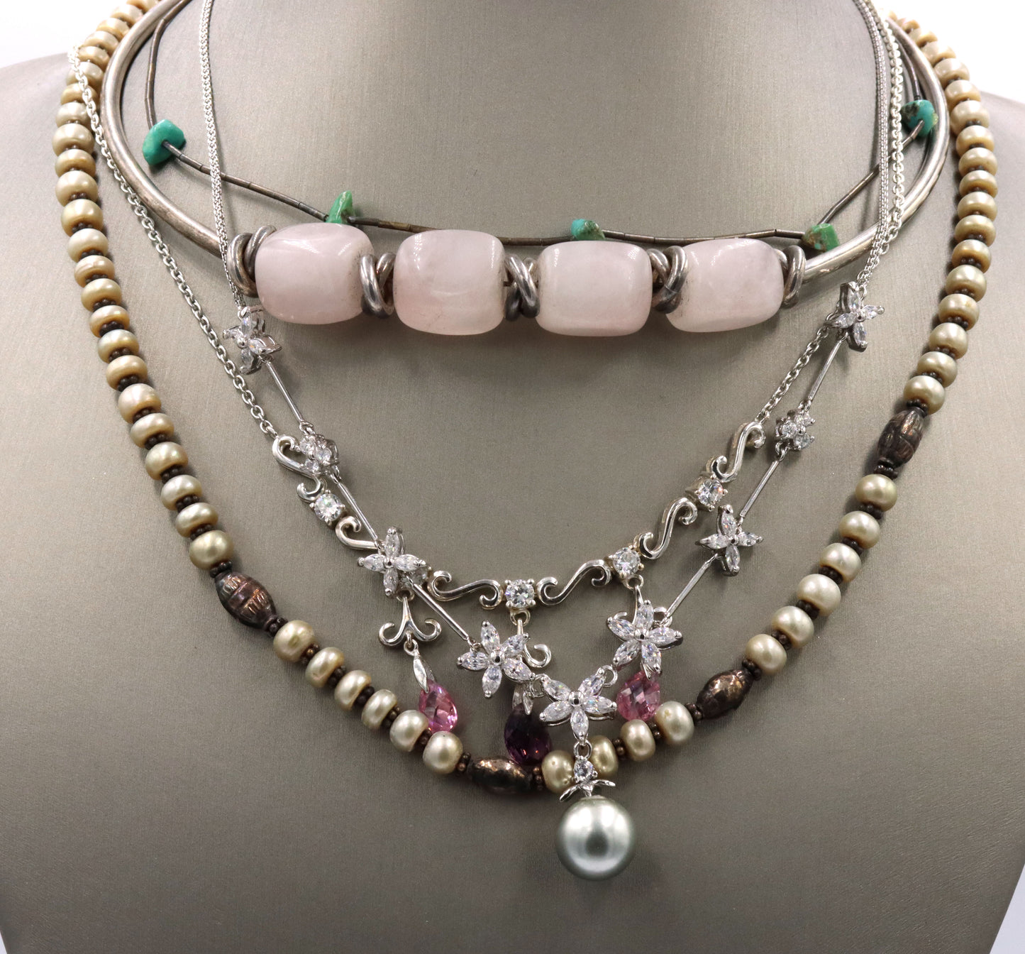 Group lot of 6 Vintage 925 sterling silver necklaces