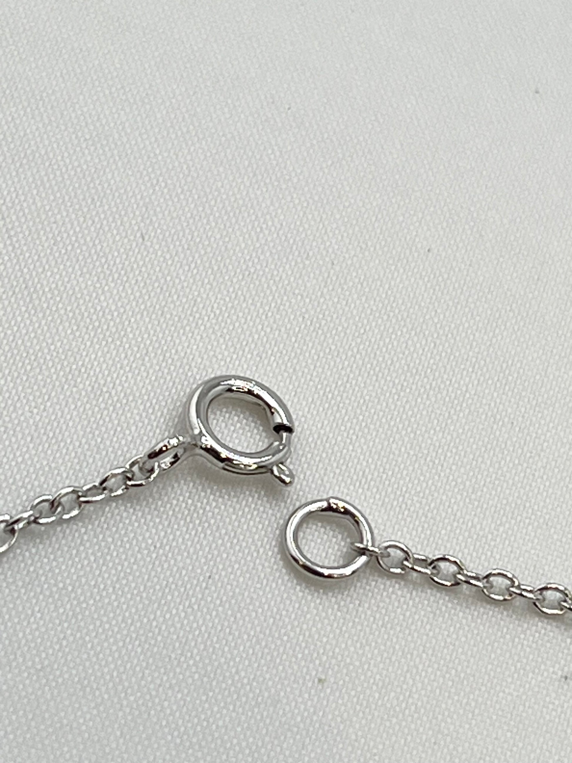 925 Sterling Silver Gardenia Flower Long Necklace with CZ  Details