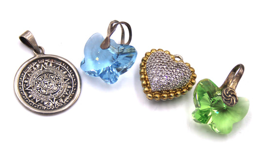 Group lot of 4 Vintage 925 sterling silver pendants