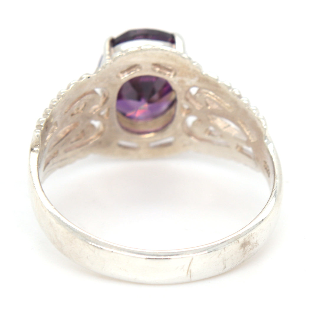 925 Sterling silver Synthetic Amethyst ring