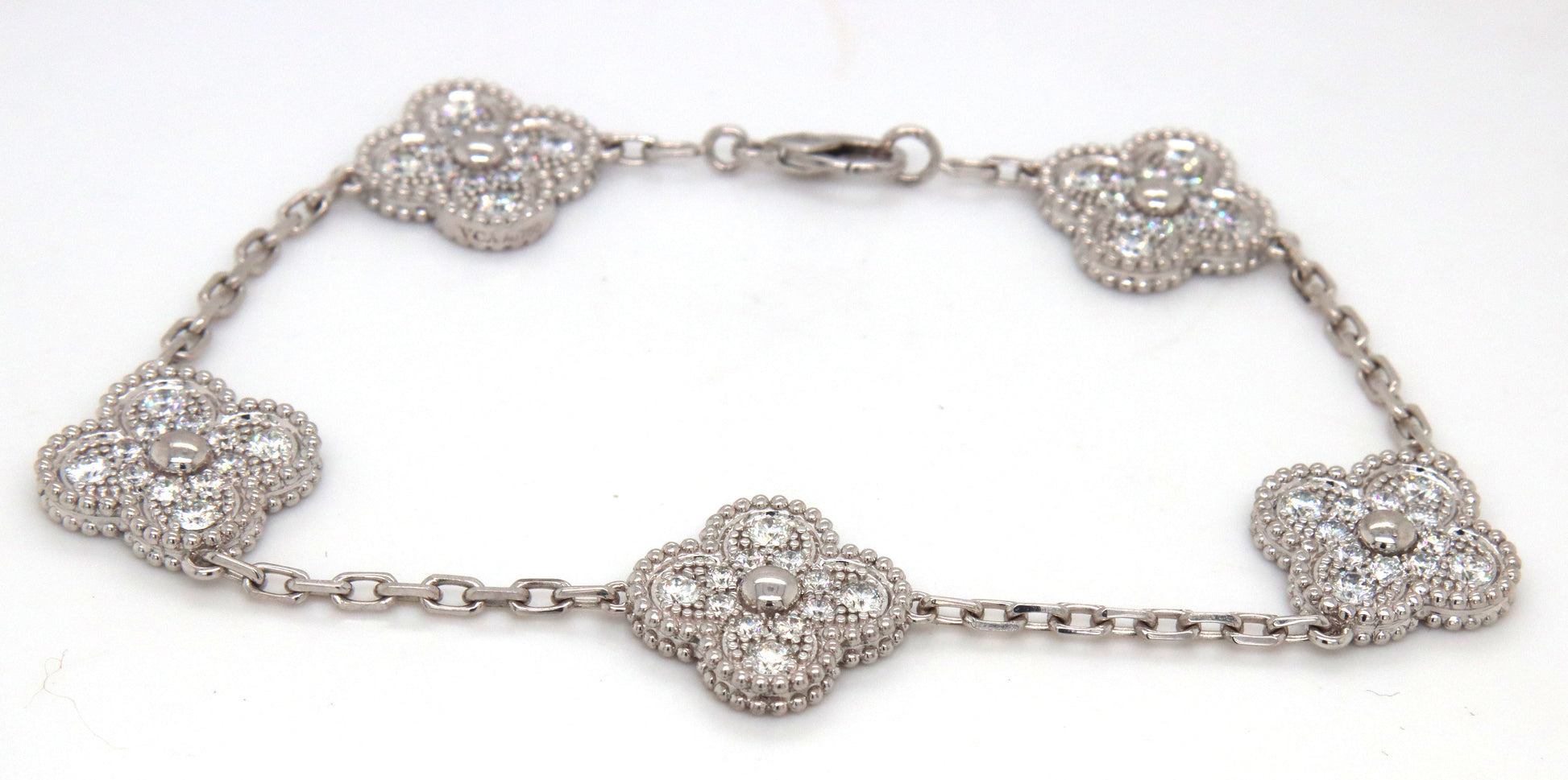 18KT White Gold Five Motifs Diamond Bracelet