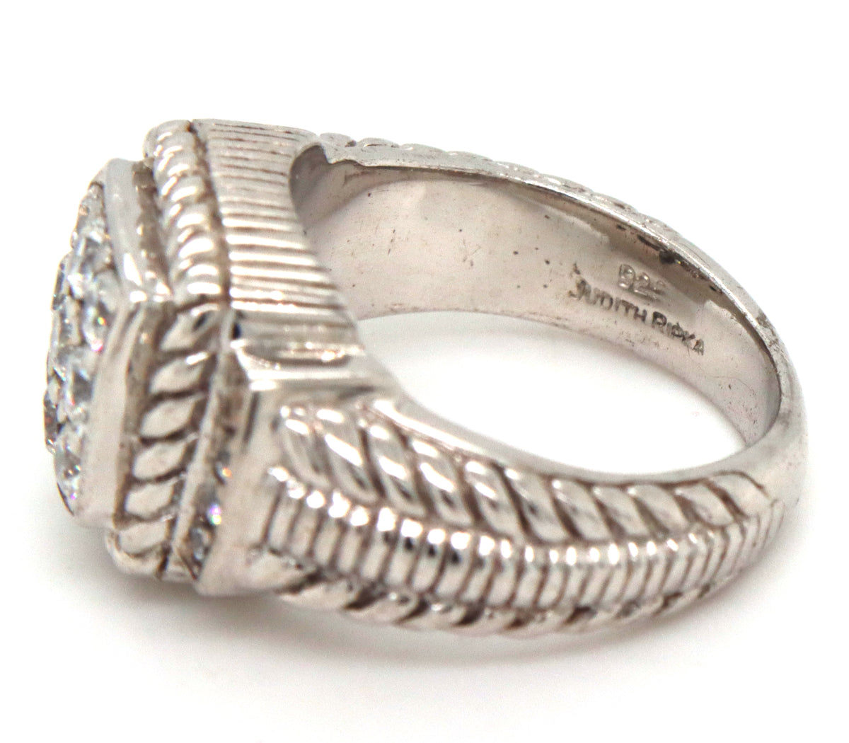 925 Sterling silver Judith Ripka CZ cocktail ring