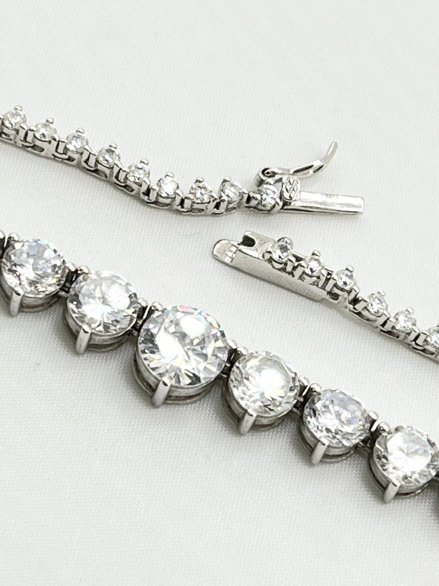 925 Sterling Silver Gratuated Tennis CZ Necklace