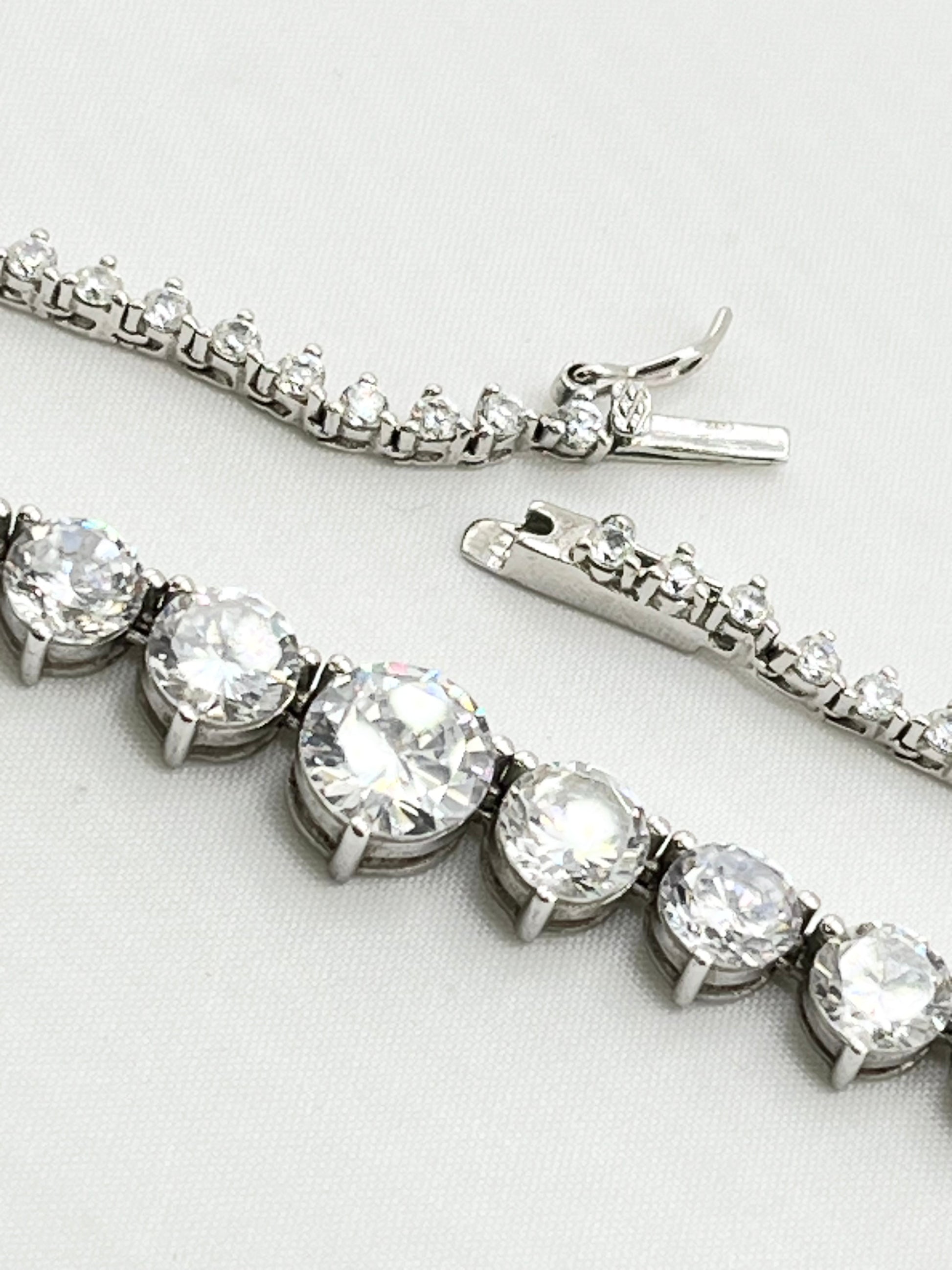 925 Sterling Silver Gratuated Tennis CZ Necklace