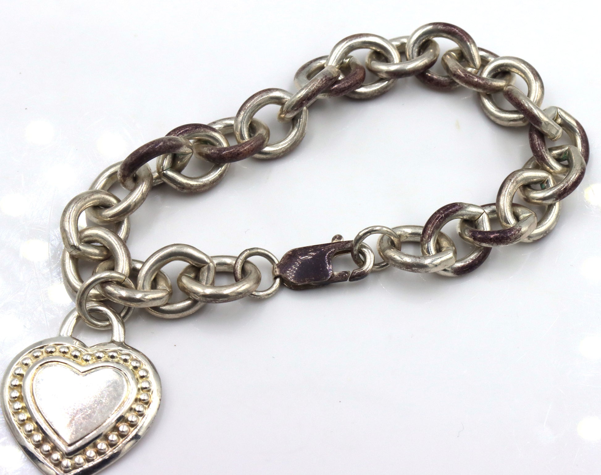 Judith Ripka Link Bracelet With Heart Charm