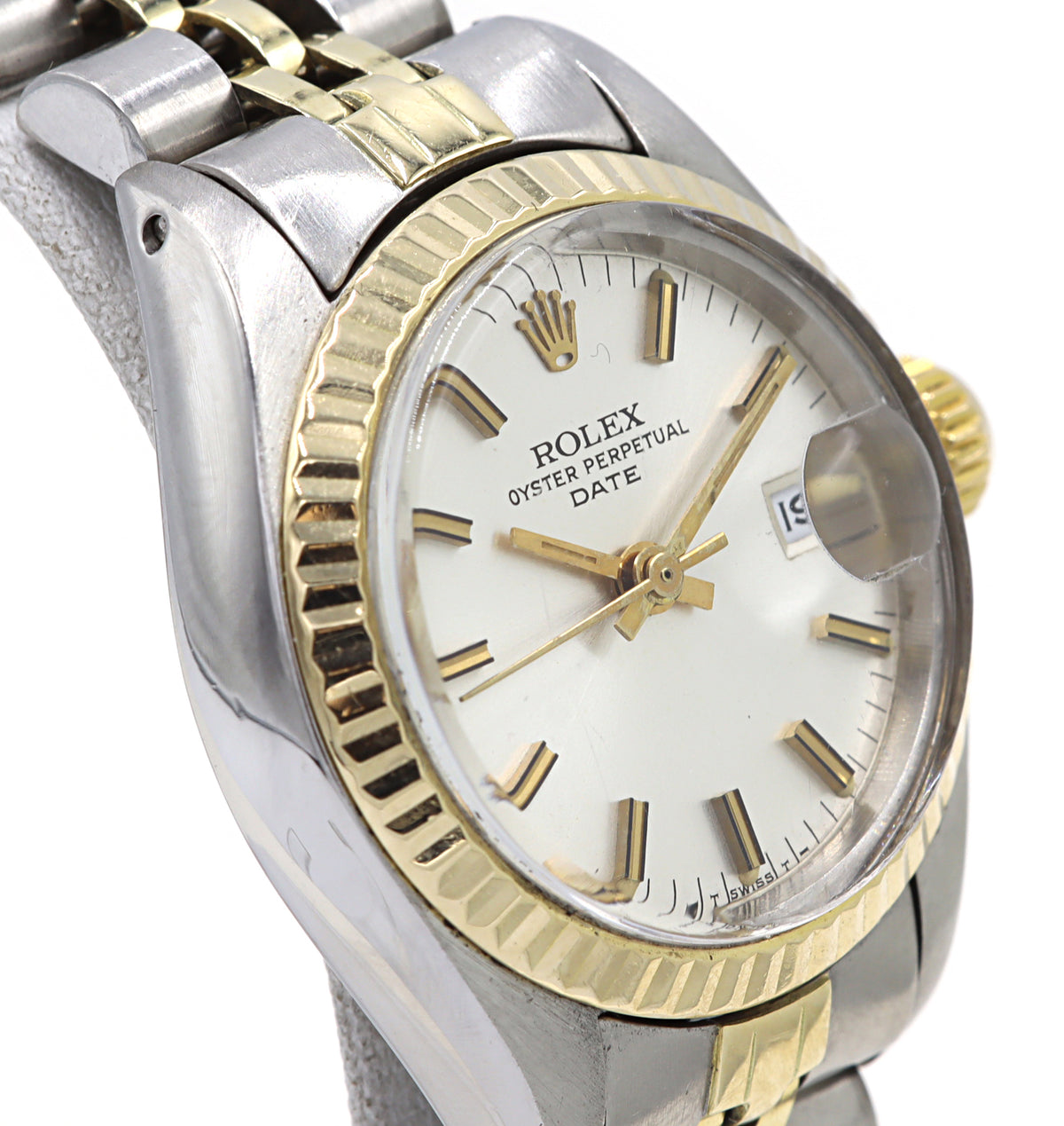 Rolex Oyster Perpetual Date 6917 Two Tone Silver Dial Ladies Watch