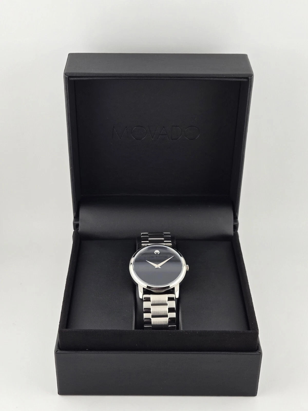 Movado Museum Men’s 38mm Black Dial Swiss Quartz Watch Stainless Steel