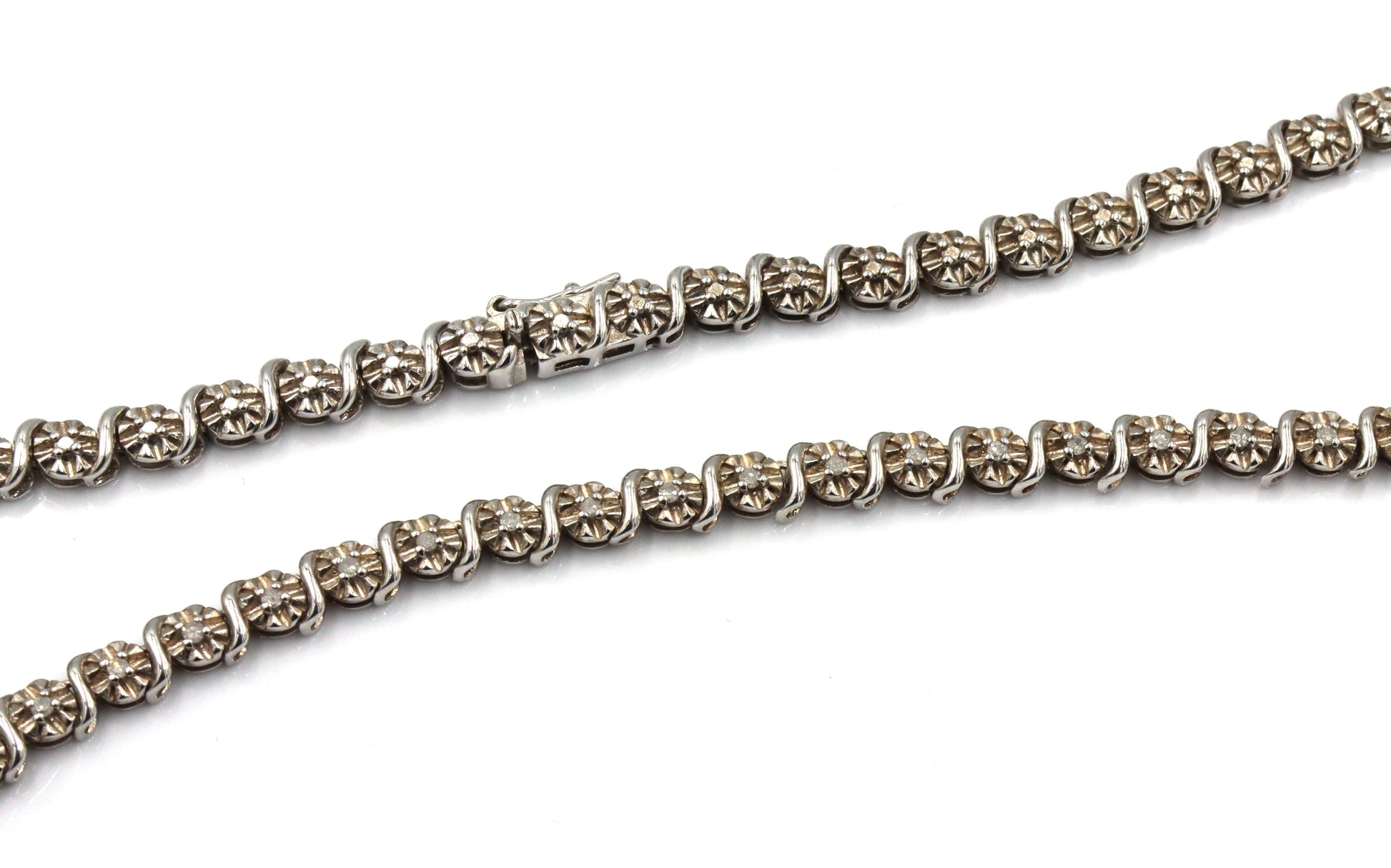 925 Sterling silver cubic zirconia link chain necklace