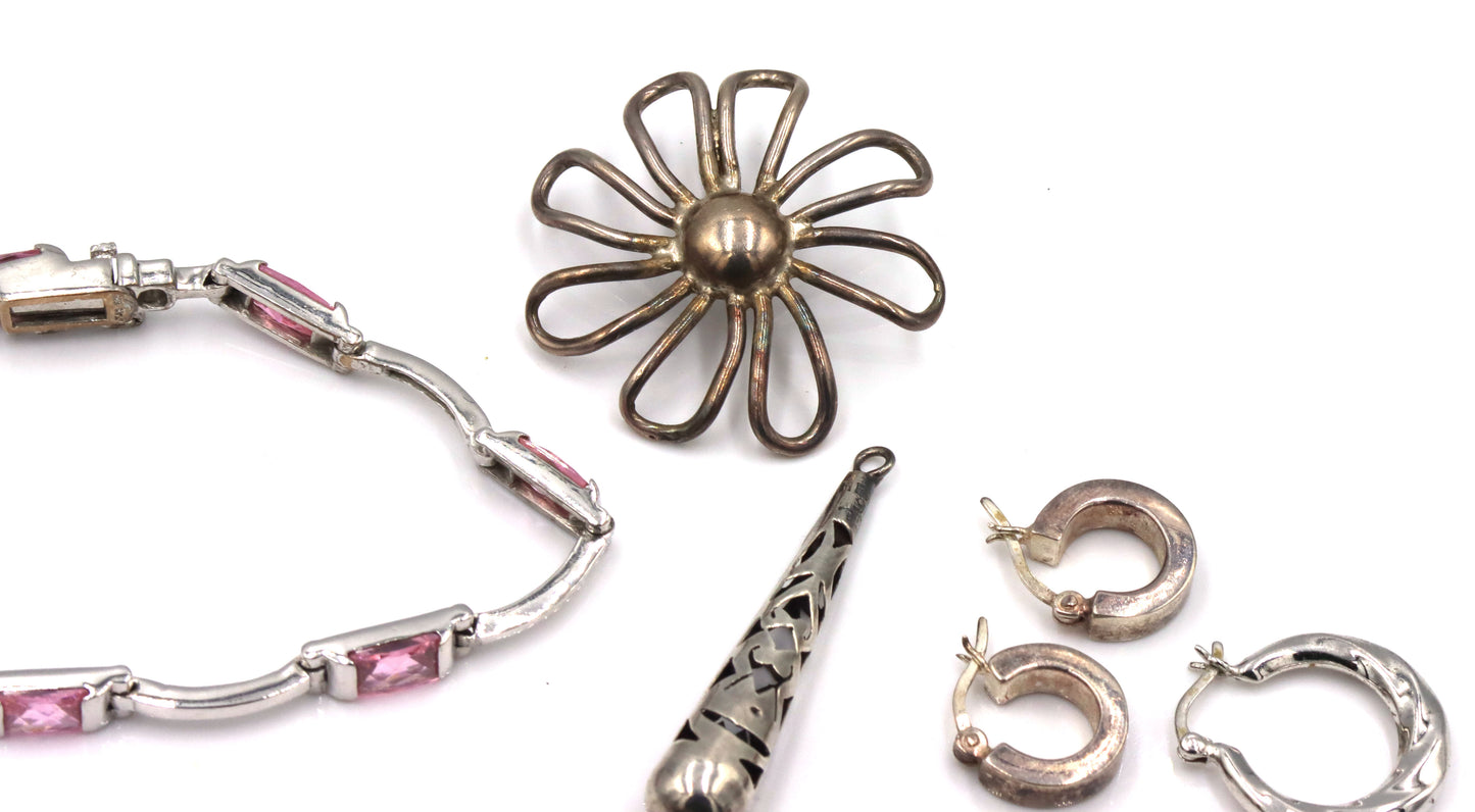 Vintage 925 sterling silver group lot of mis jewelry
