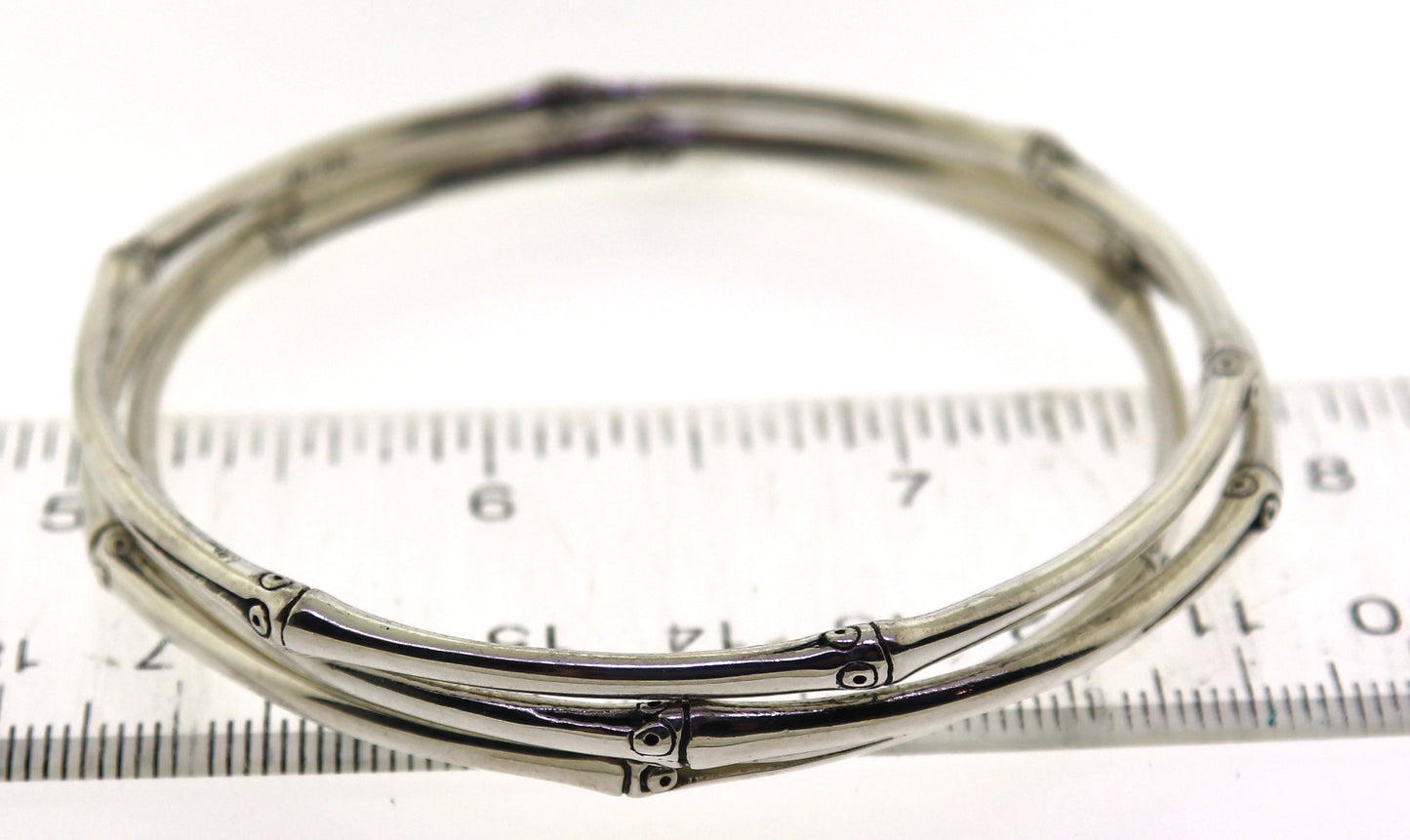 Trendy Silver John Hardy Set of 3 Bamboo Bangles