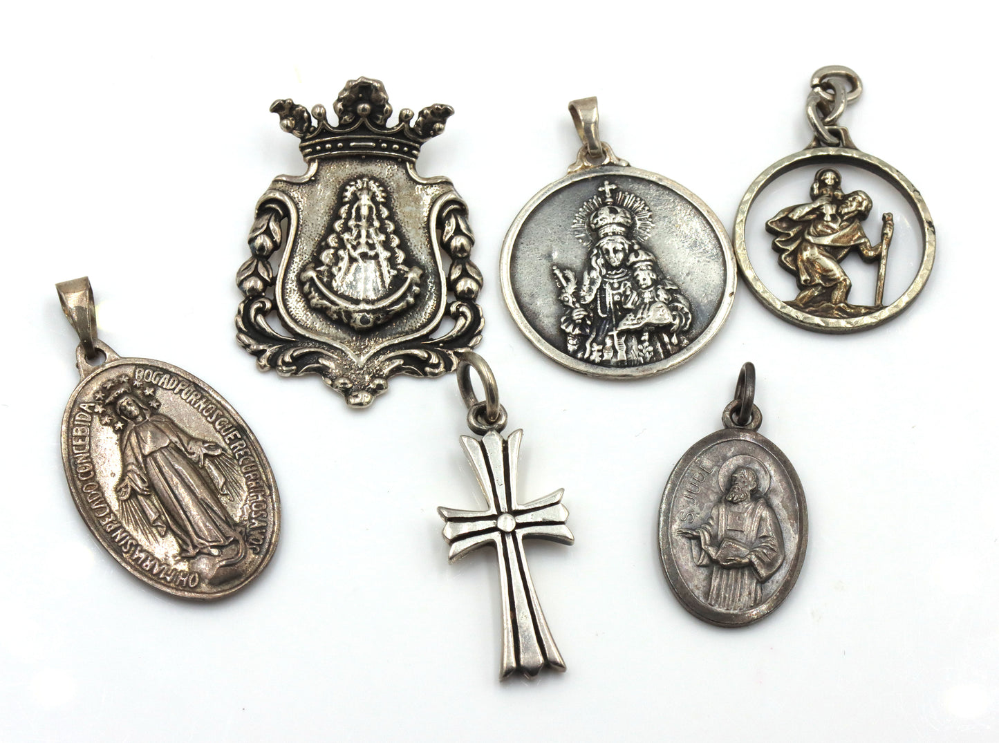 Group lot of Vintage 925 sterling silver Religion pendants