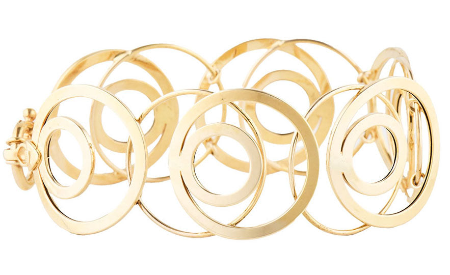 Polished Multi Circle Geometric Link Bracelet in 14K