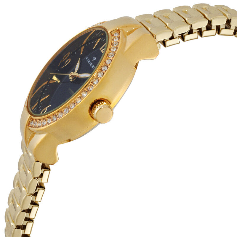 Timex Viewpoint Womens Gold Tone Black Dial Quartz Dress Watch
