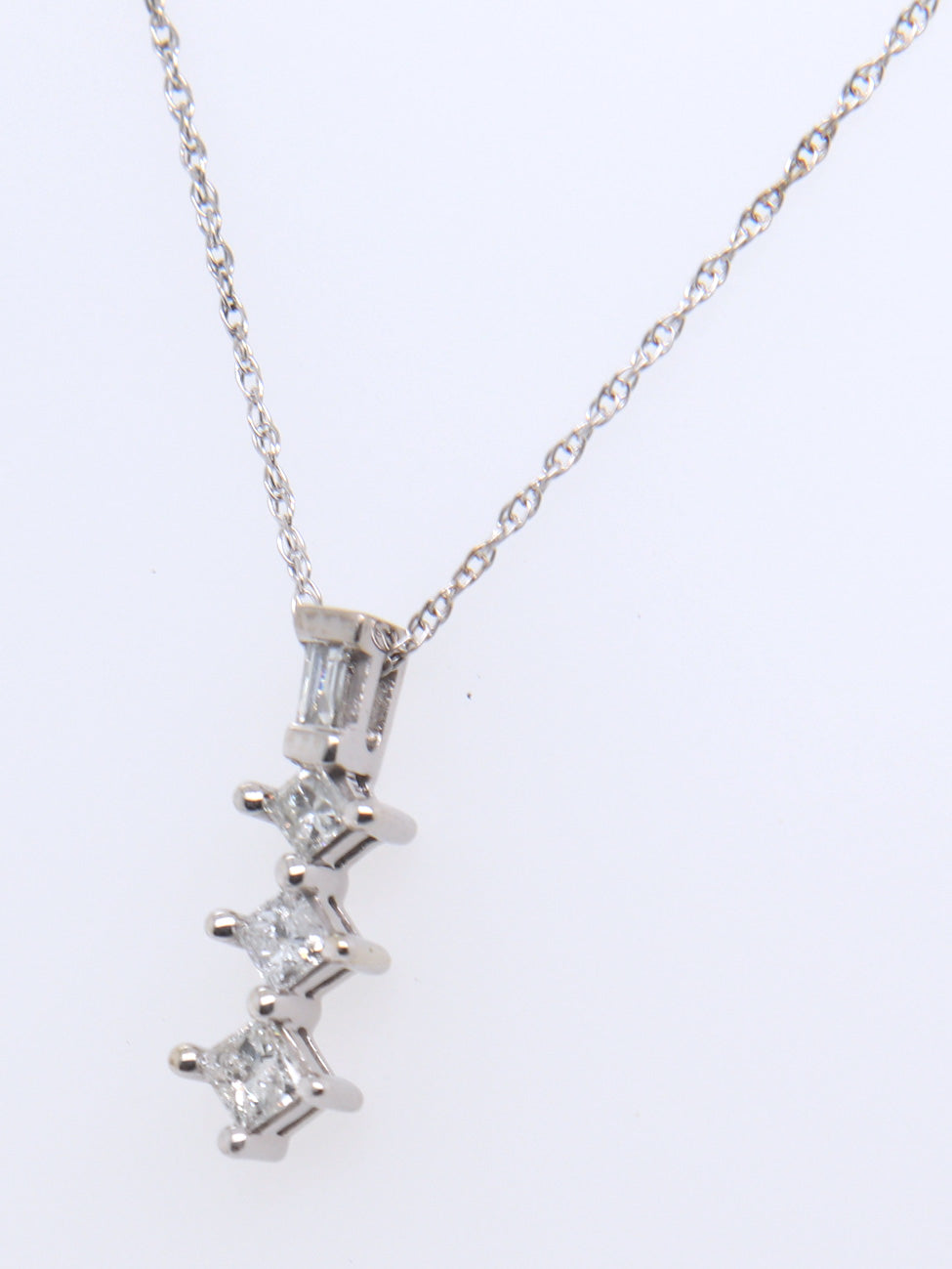 10kt White Gold Diamond Journey Pendant on Chain