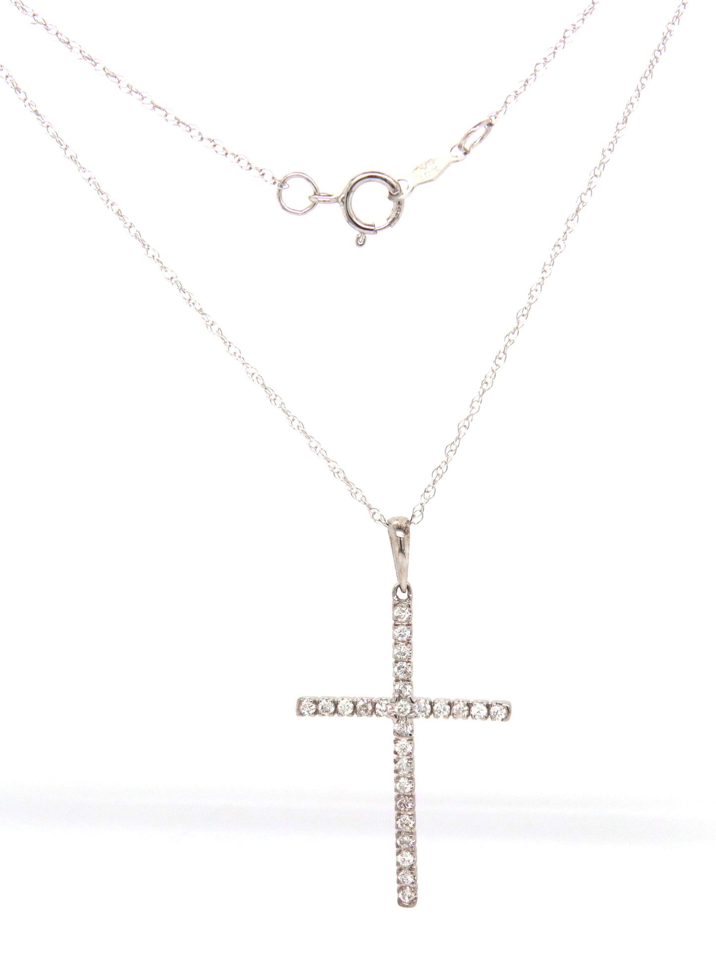 10kt White gold 0.35ctw diamond cross pendant on chain