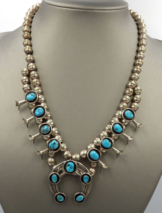 Navajo Kingman PG turquoise sterling silver necklace
