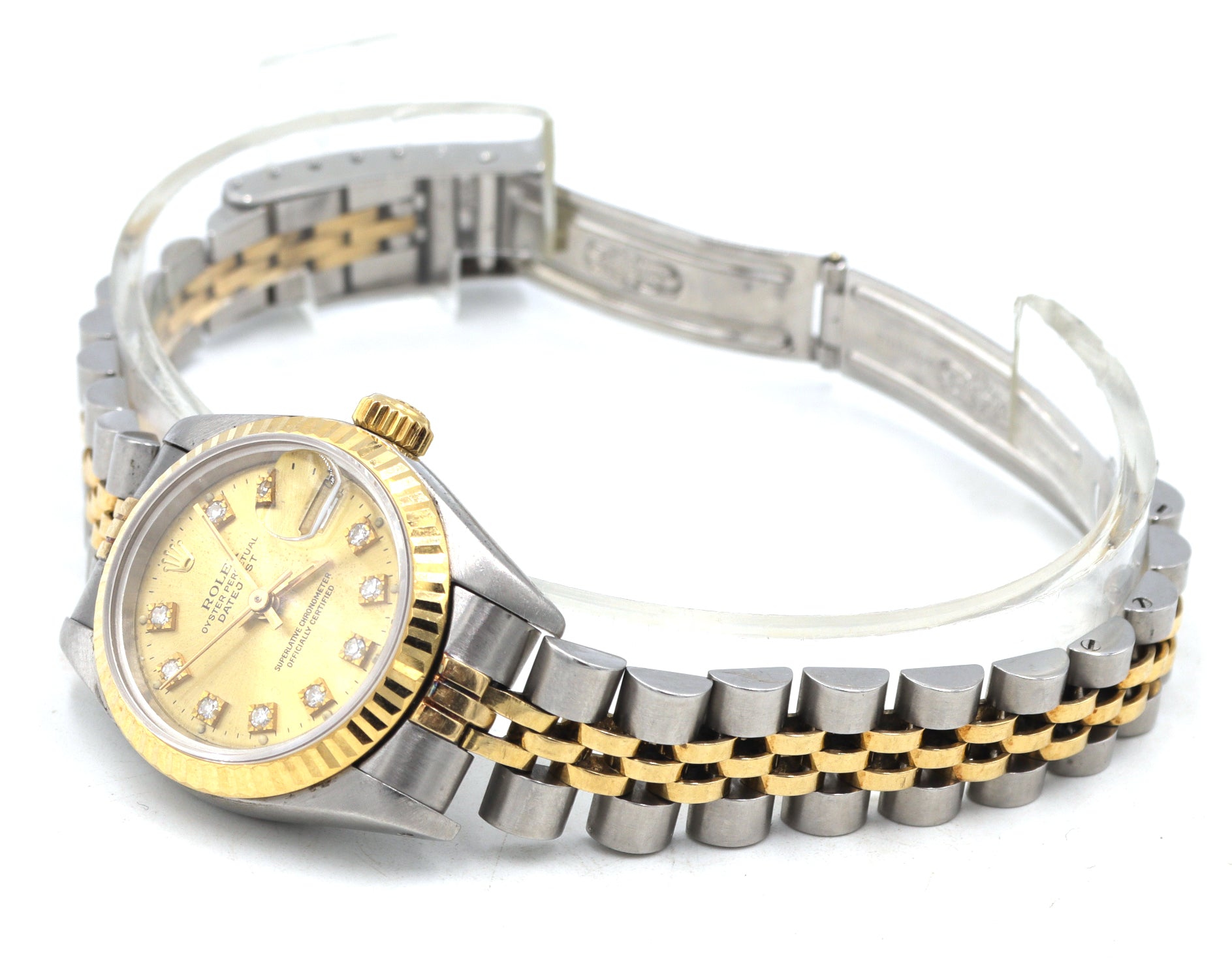 Rolex Date just 26mm 2 tone aftermarkets diamond dial watch