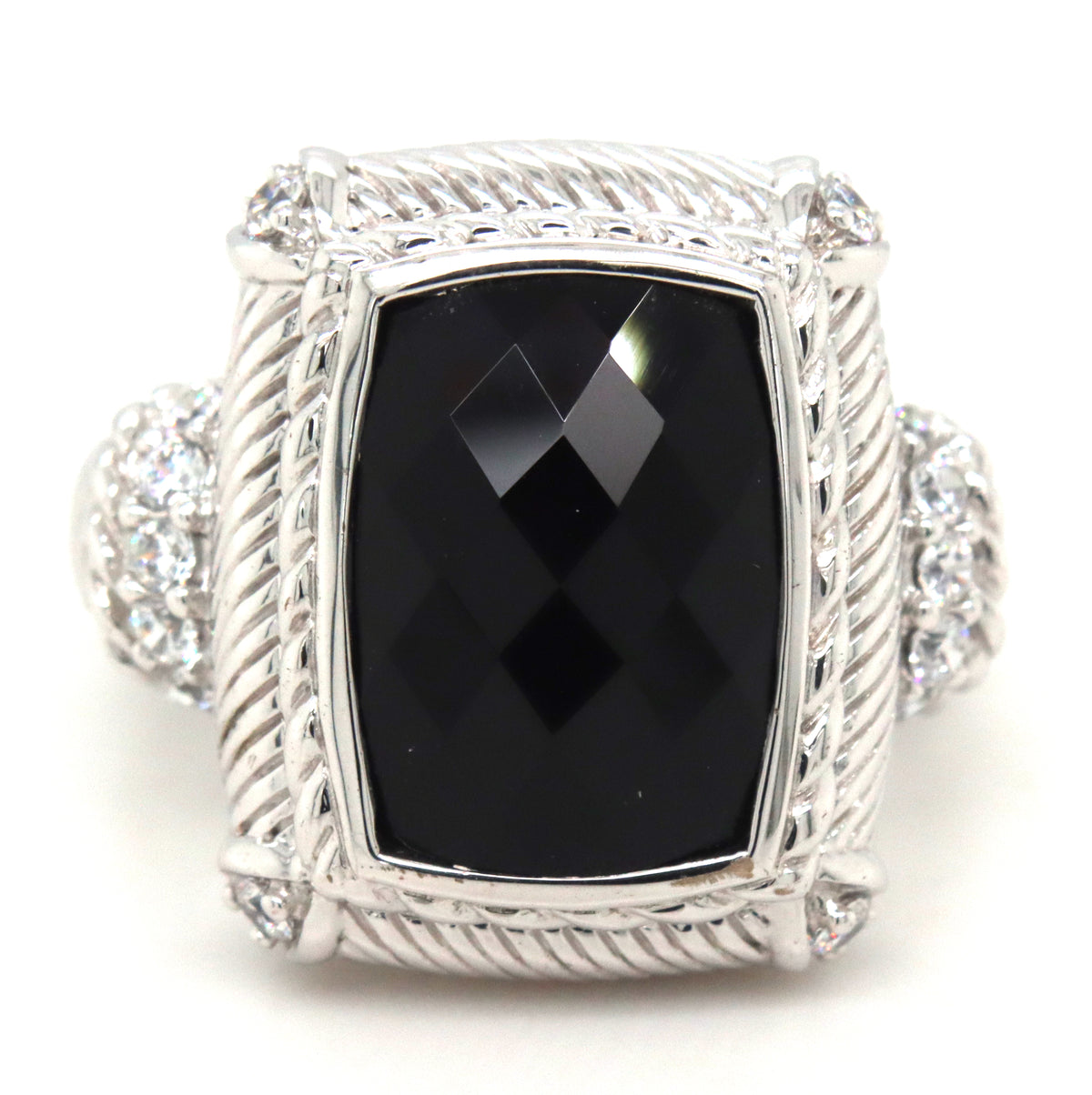 Judith Ripka black onyx ring in 925 sterling silver