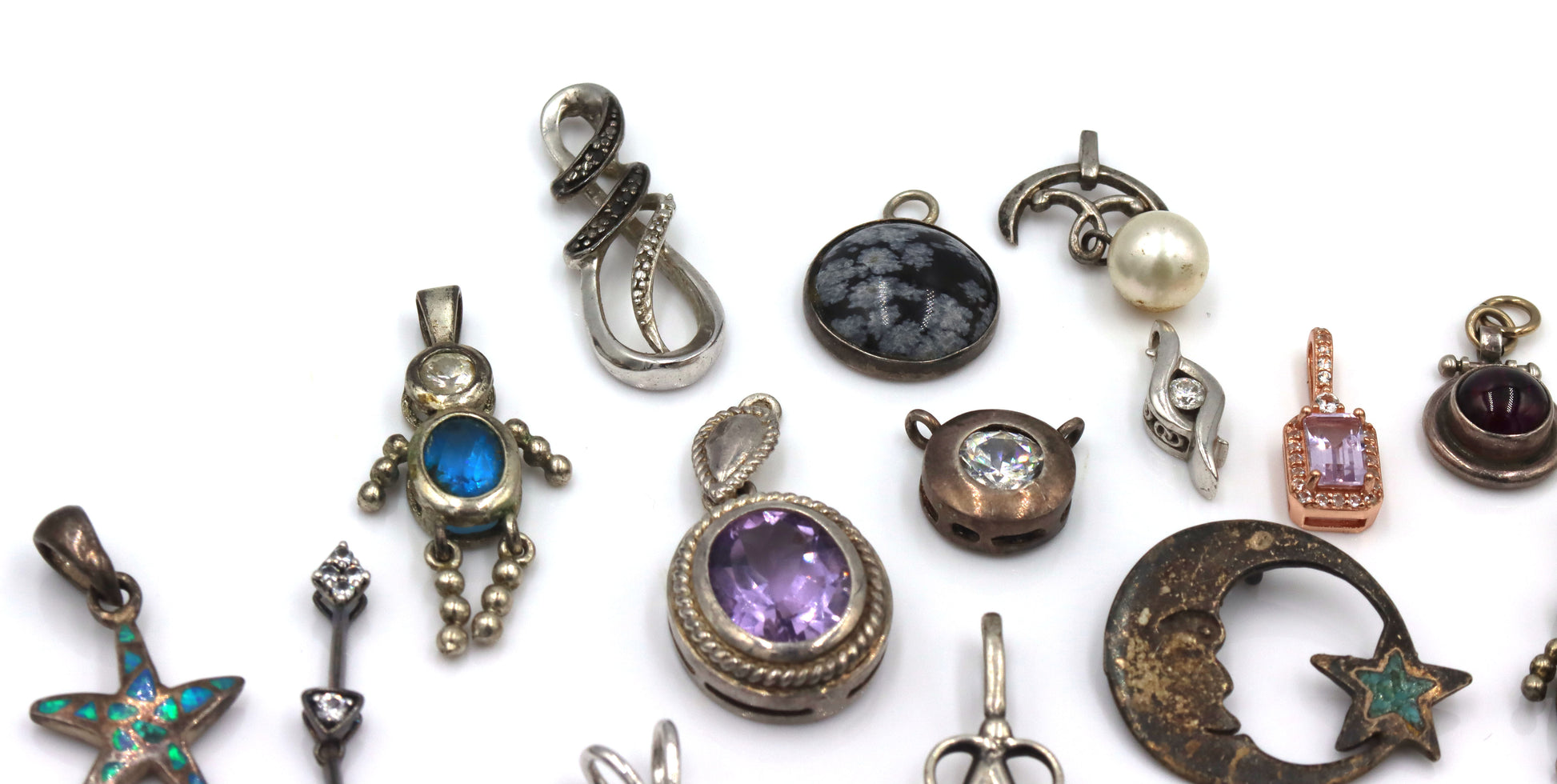 Lot of vintage 925 sterling silver pendants and charms