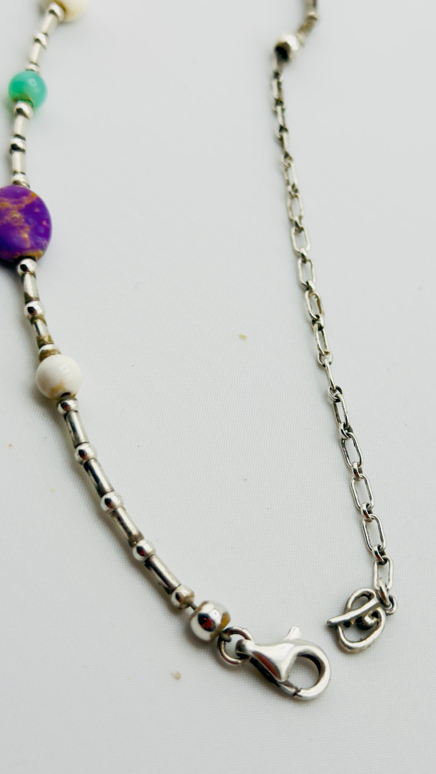 925 Vintage Sterling Silver Carolyn Pollack Inlay of turquoise inlay Carnelian, Amethyst Turquoise P