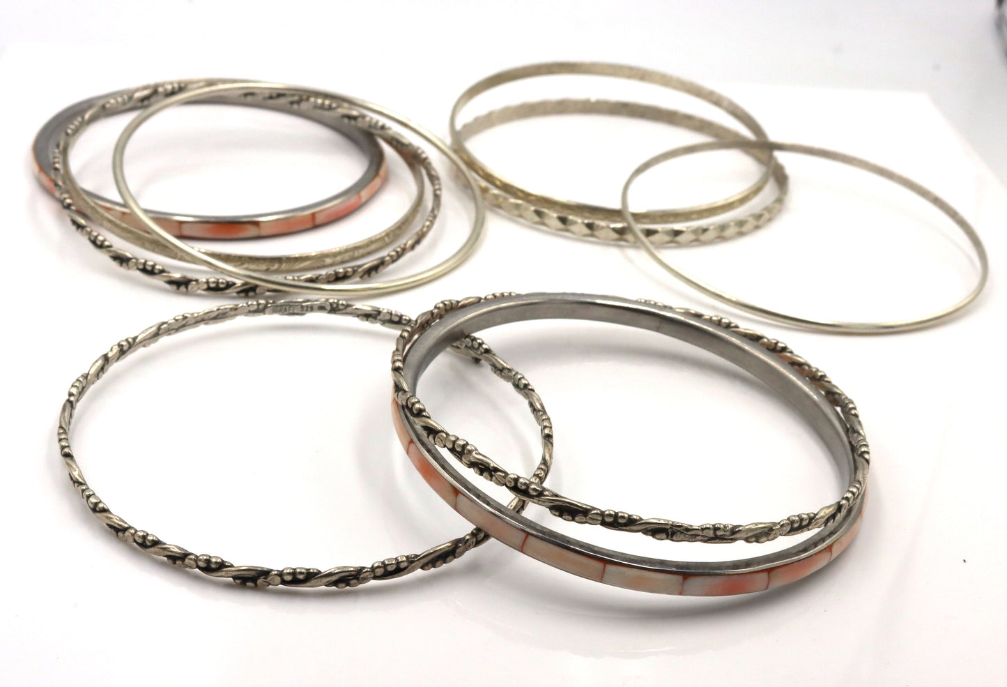 925 Sterling Silver Bangle Lot