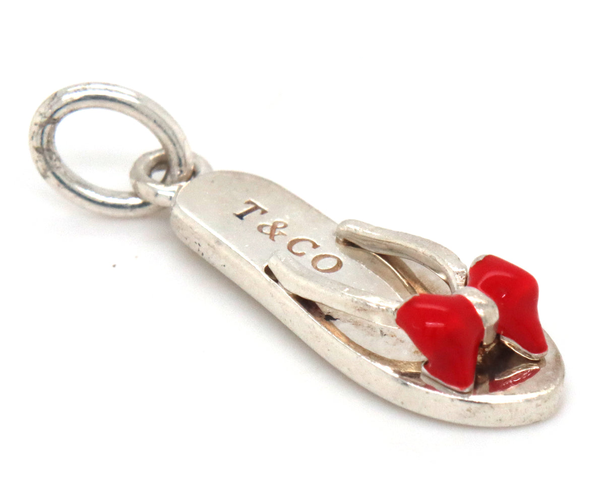 Tiffany & Co sandal flip flop shoe charm with red enamel