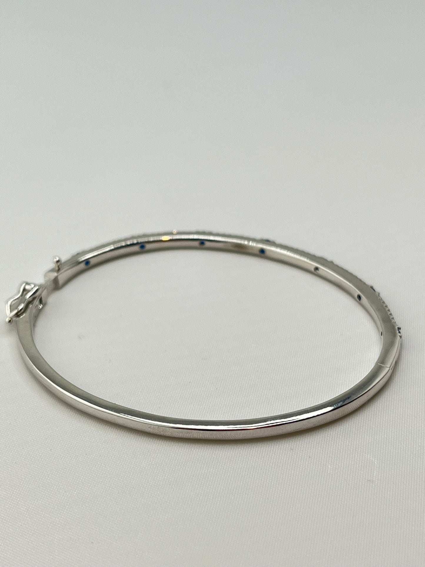 925 Sterling Silver Cubic Zirconia And Blue Stone By The Yard Bangle