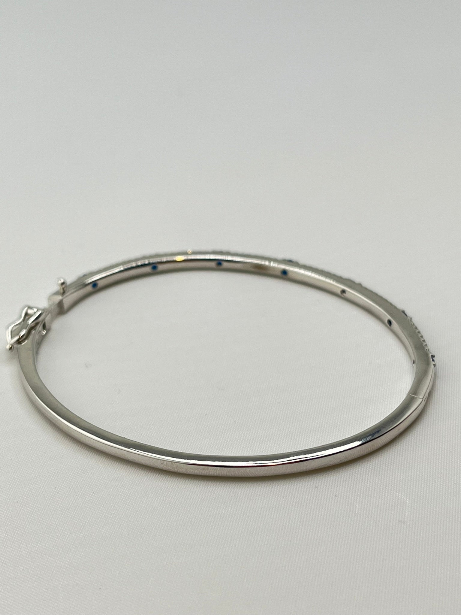 925 Sterling Silver Cubic Zirconia And Blue Stone By The Yard Bangle