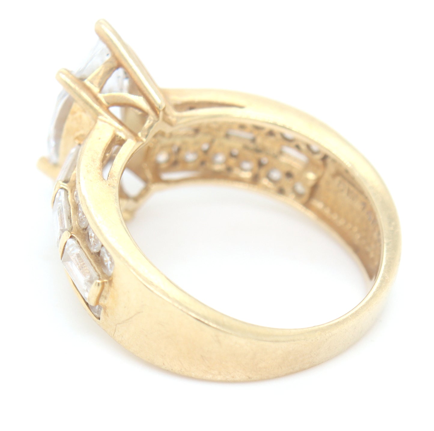 14kt Yellow gold marquise cubic zirconia halo ring