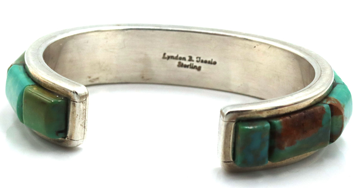 Lyndon B. Tsosie 925 Sterling Silver Vintage Tufacast Turquoise Coral And Jet Cuff Bracelet