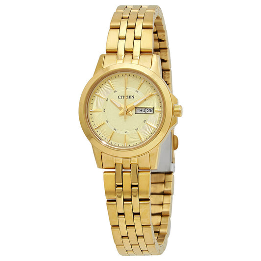 Citizen Quartz Gold Dial Yellow Gold-Tone Ladies Watch