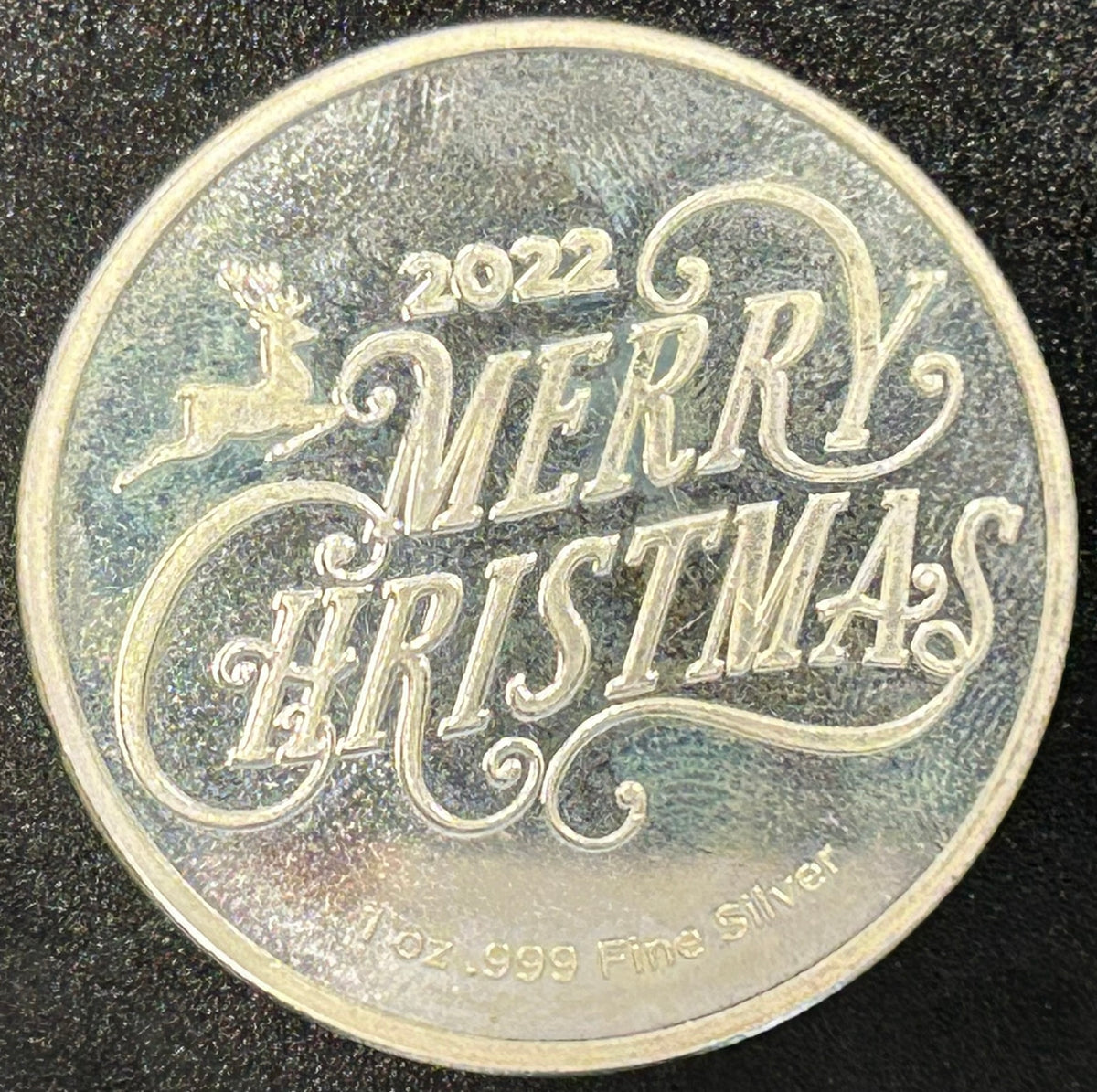 2022 Merry Christmas and Happy Holidays 1 oz .999 Fine Silver Round