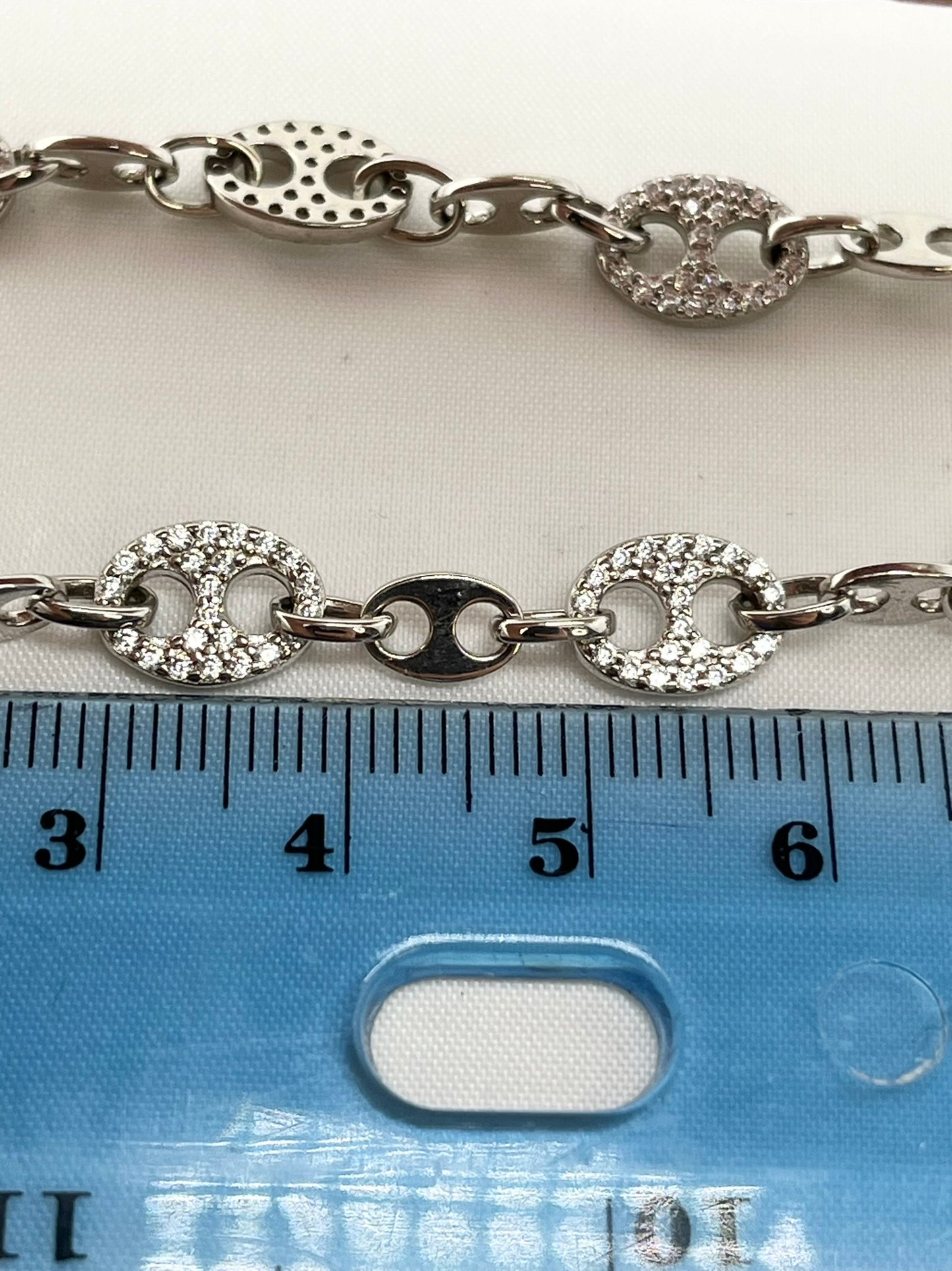 925 Sterling Silver Gucci Inspired Alternative Crystal Link Chain