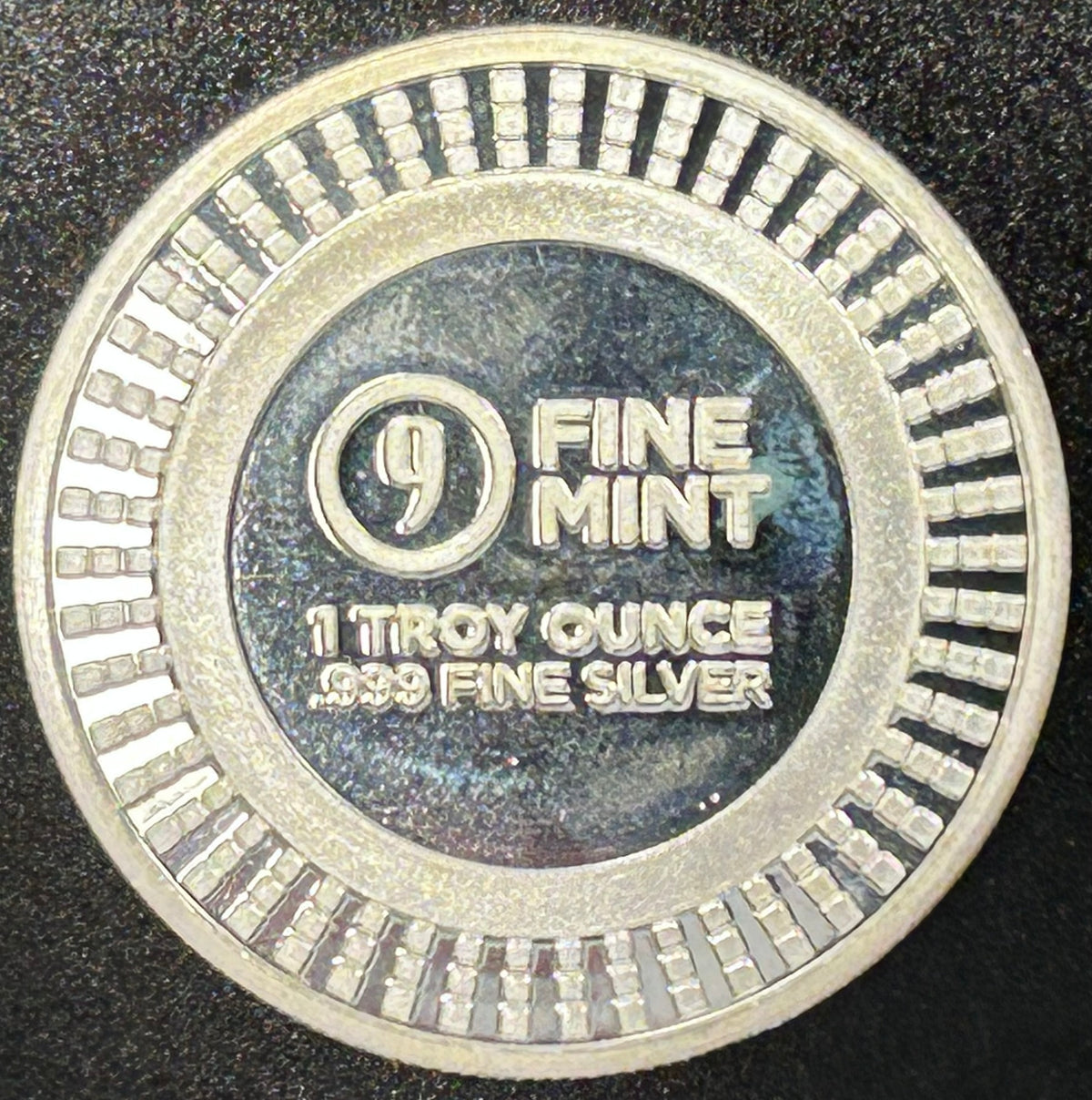 1 oz .999 Fine Silver “9” Design Round  1 Troy Ounce