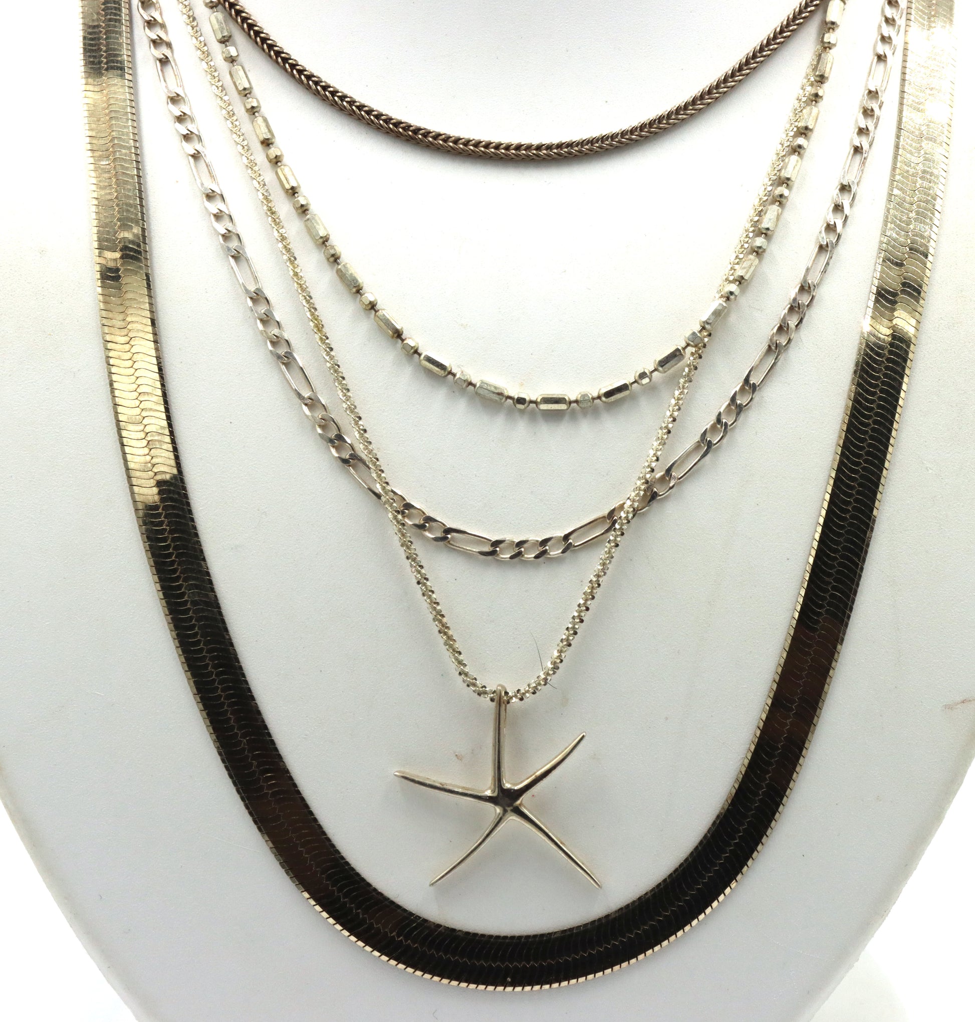 Vintage 925 sterling silver group lot of 5 pendants on chains
