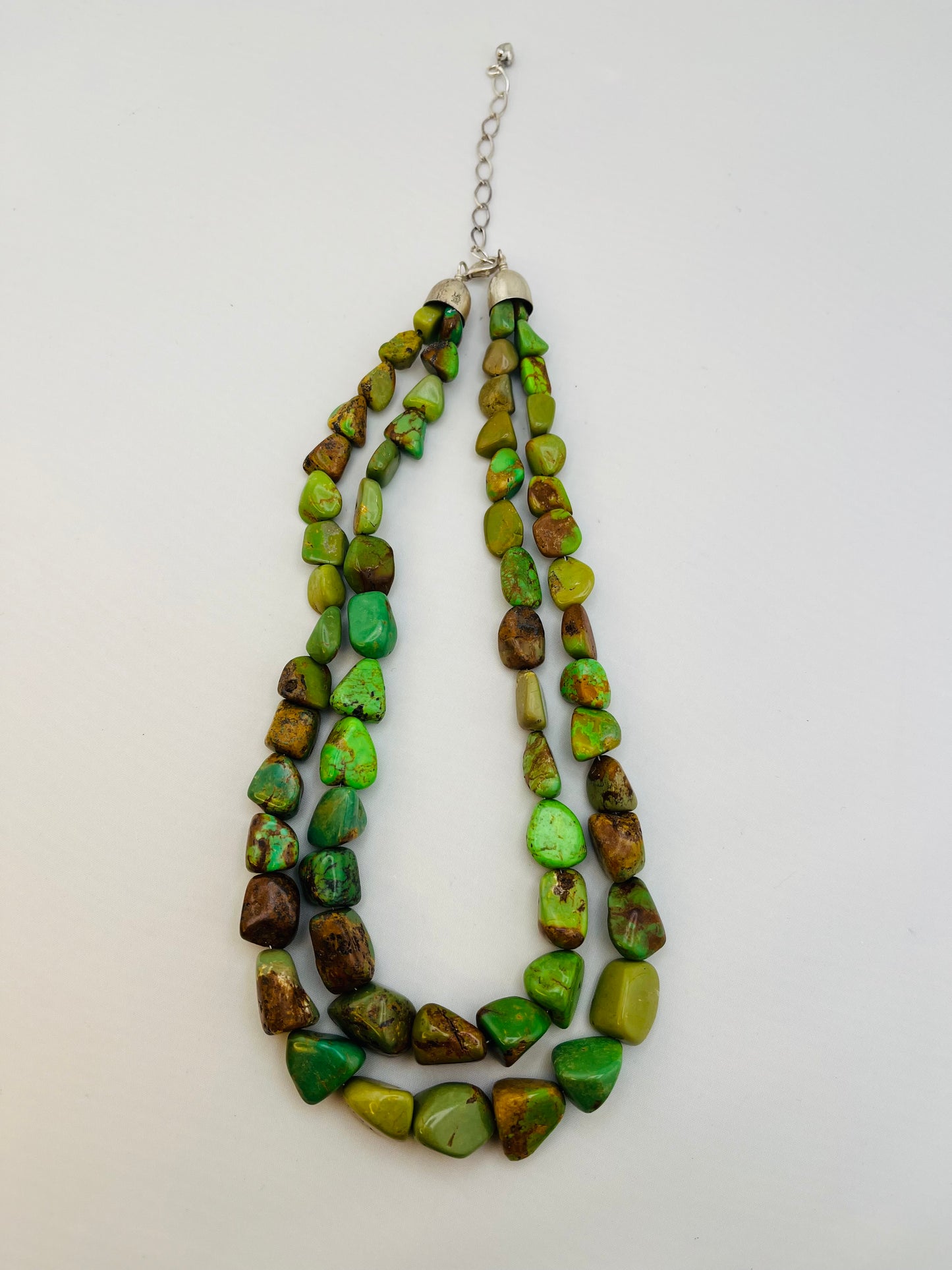Jay King DTR 925 Sterling Silver Mojave Green Turquoise Beads Double Strand Necklace