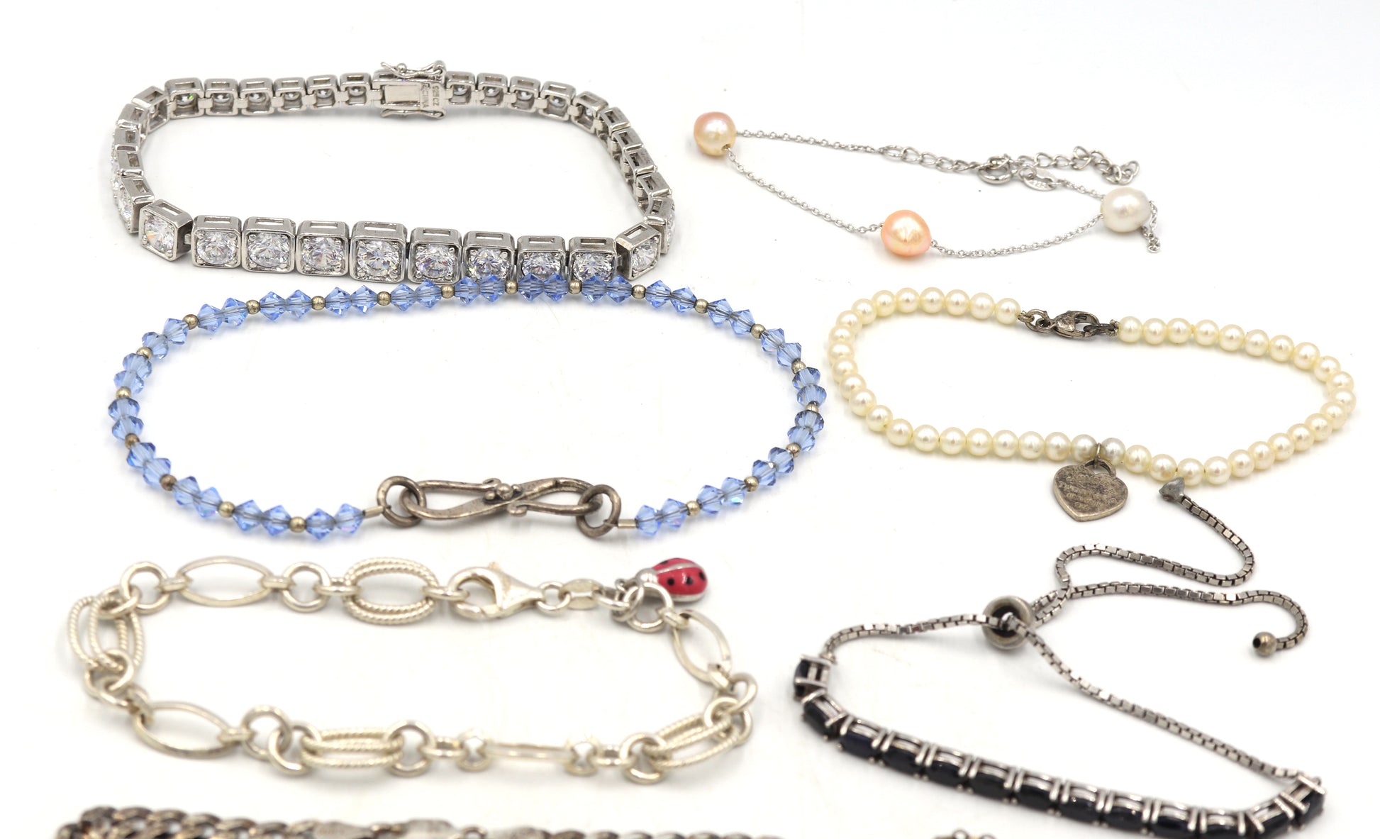 Group lot of Vintage 925 sterling silver bracelets