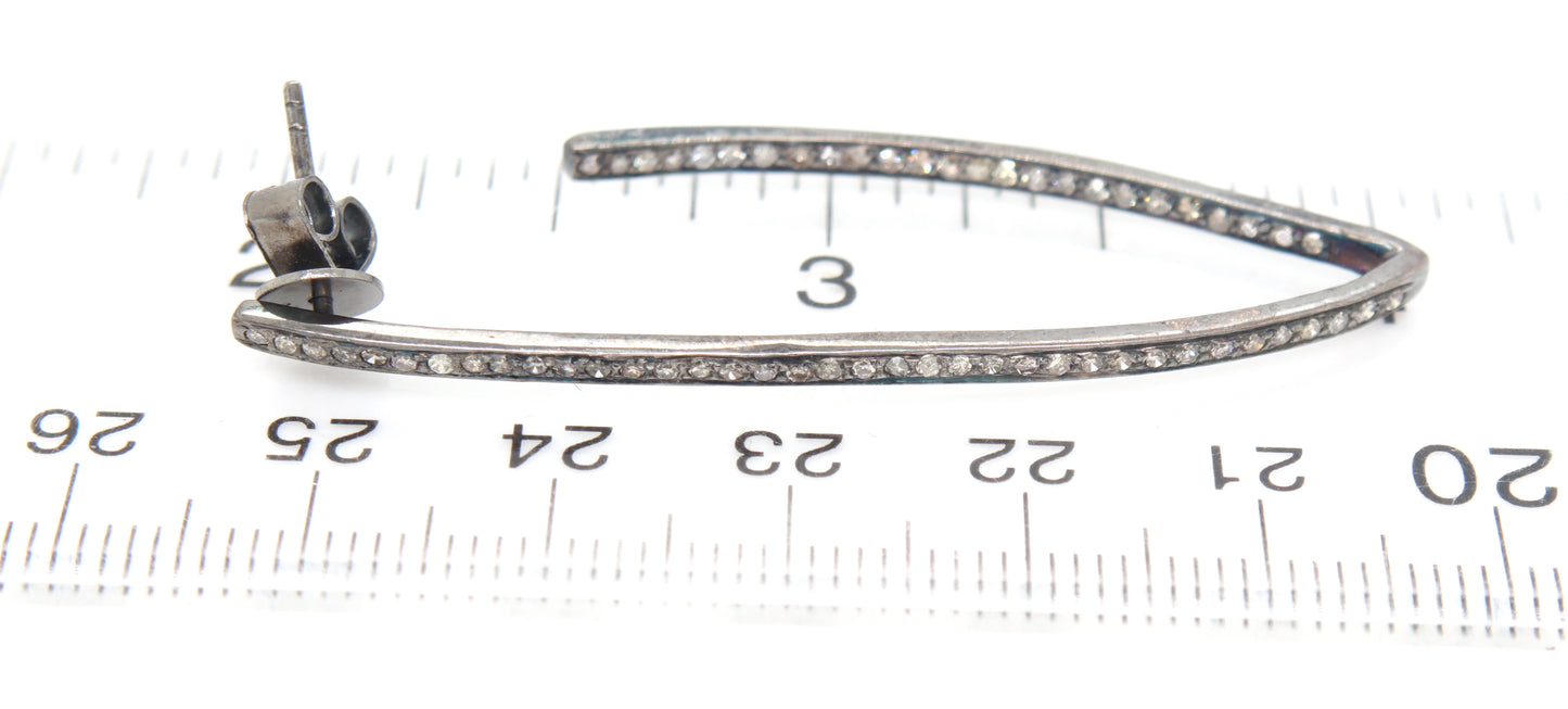 925 Sterling silver diamond chevron earrings