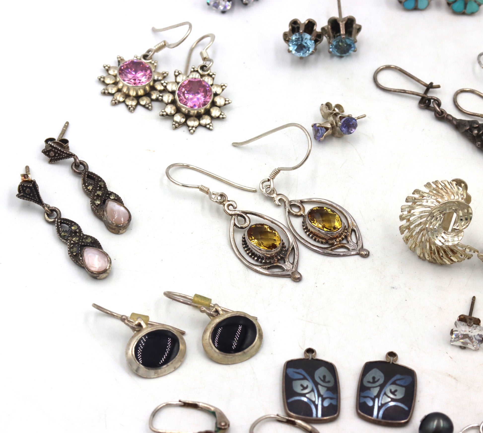 Vintage 925 sterling silver group lot of earrings