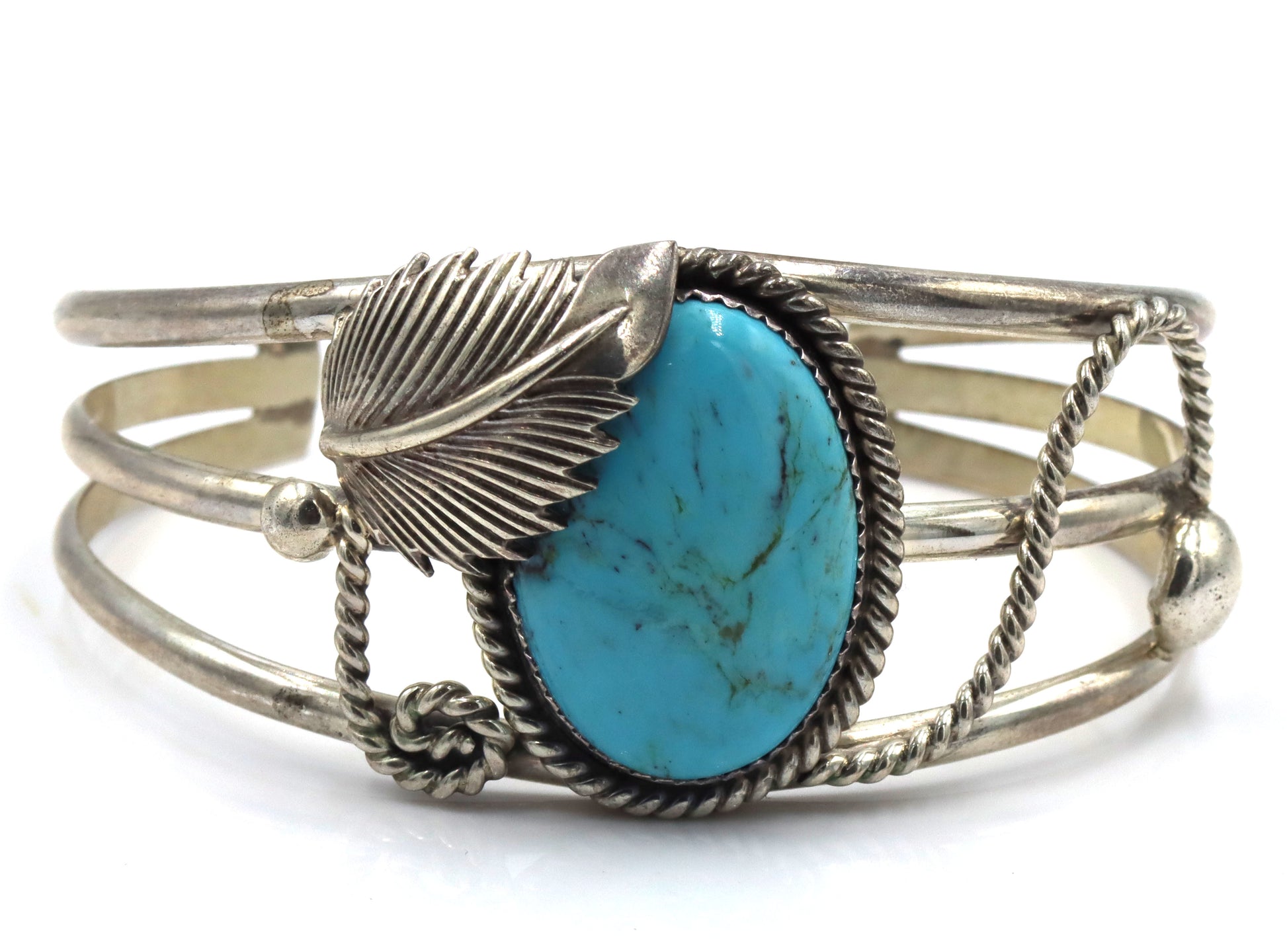 925 Sterling silver signed turquoise cuff bangle
