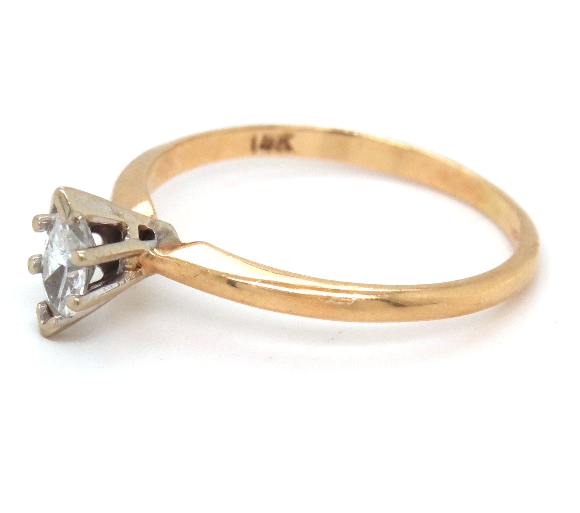 14kt Yellow gold marquise diamond engagement ring