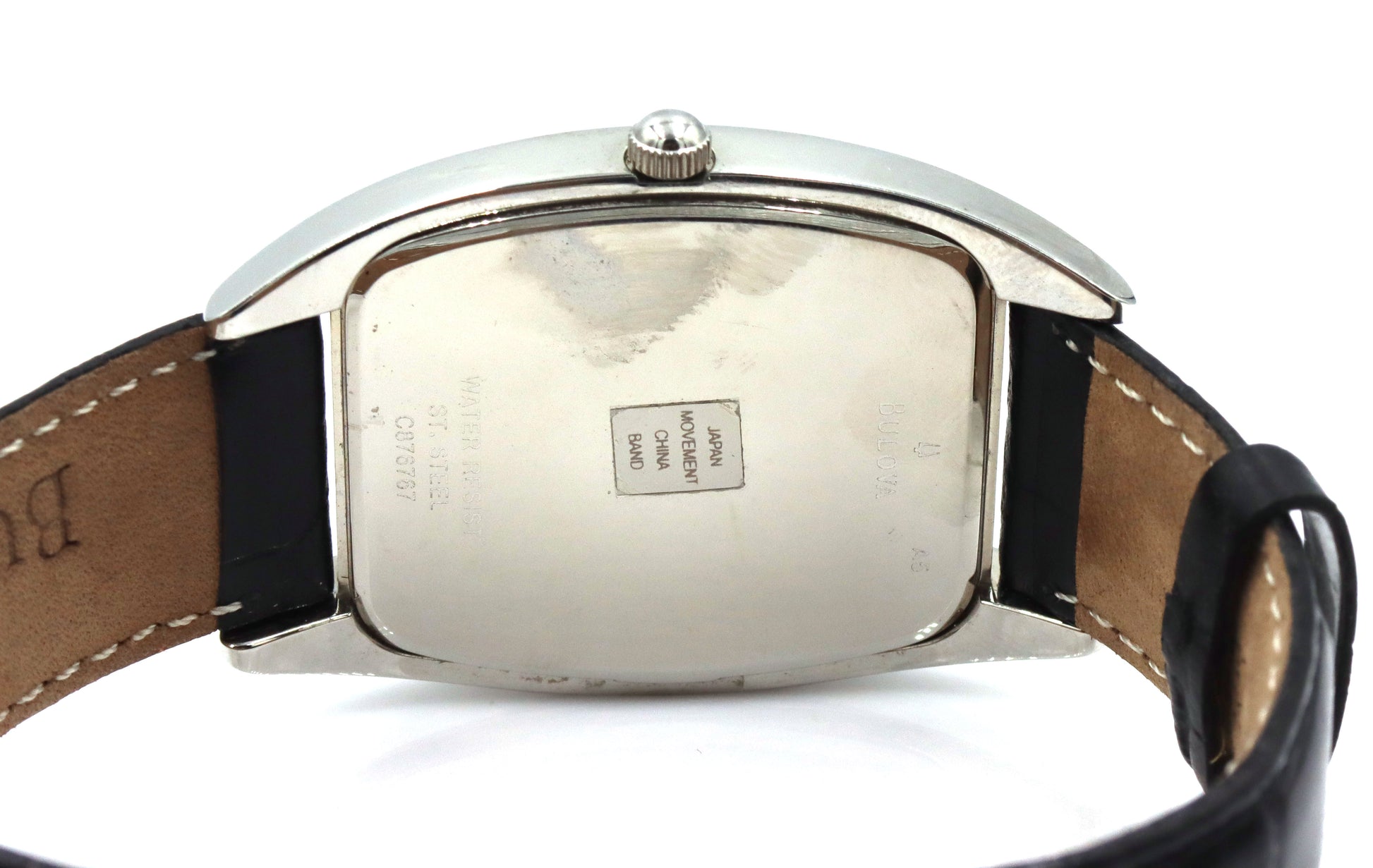 Bulova watch with black leather strap