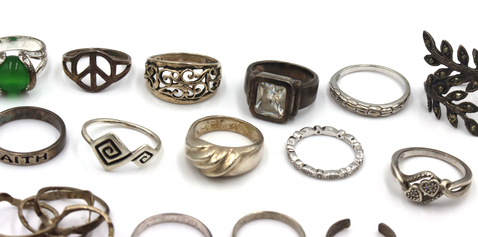 Group lot of Vintage 925 sterling silver rings
