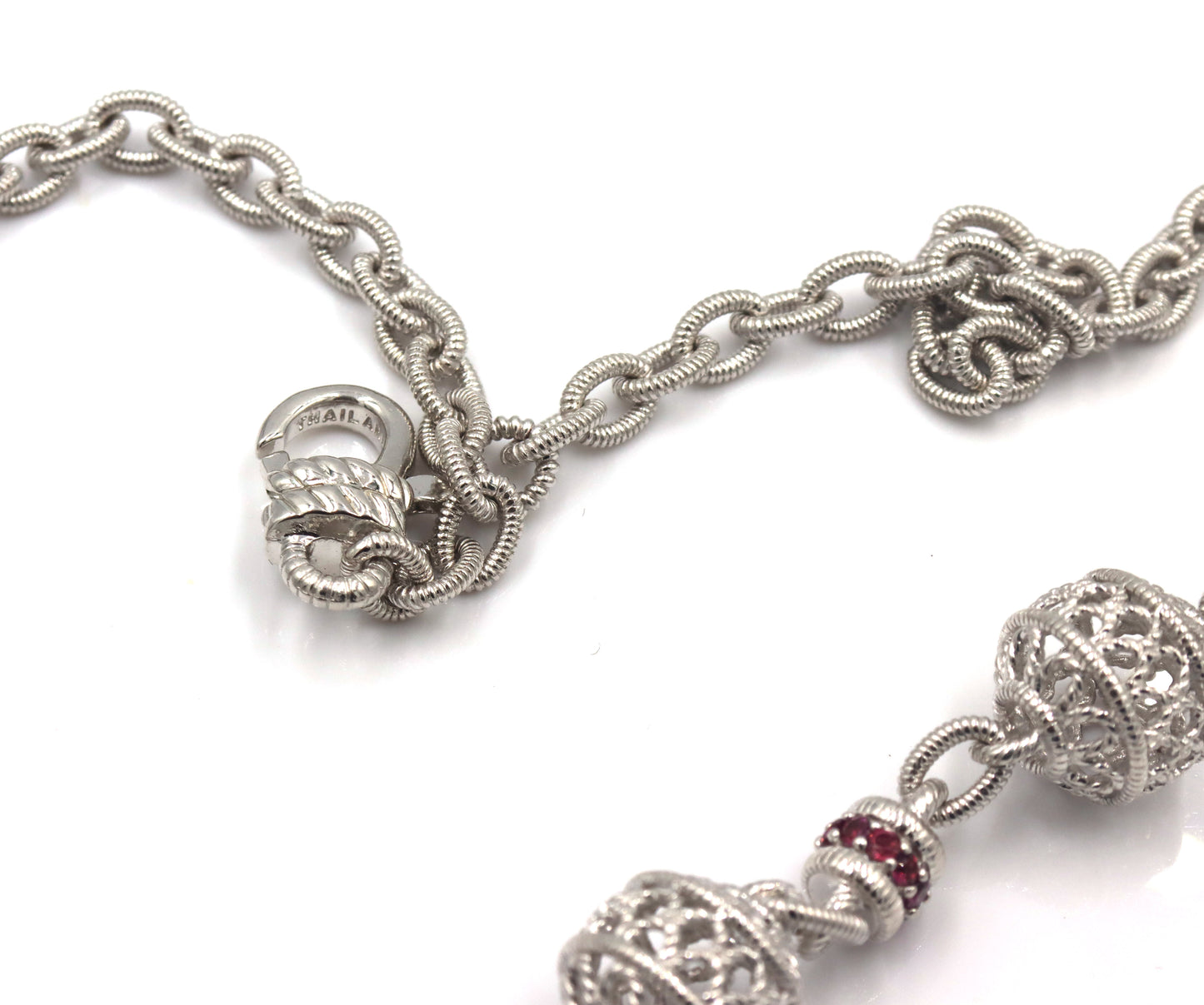 925 Sterling silver signed ball link chain necklace